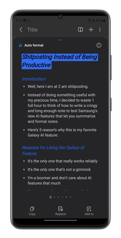 Screenshots der Samsung-Notizen-App auf dem Galaxy S24 Ultra