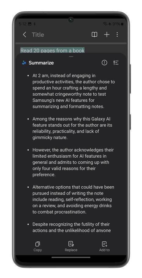 Screenshots der Samsung-Notizen-App auf dem Galaxy S24 Ultra