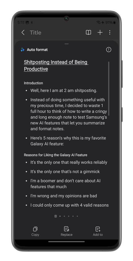 Screenshots der Samsung-Notizen-App auf dem Galaxy S24 Ultra