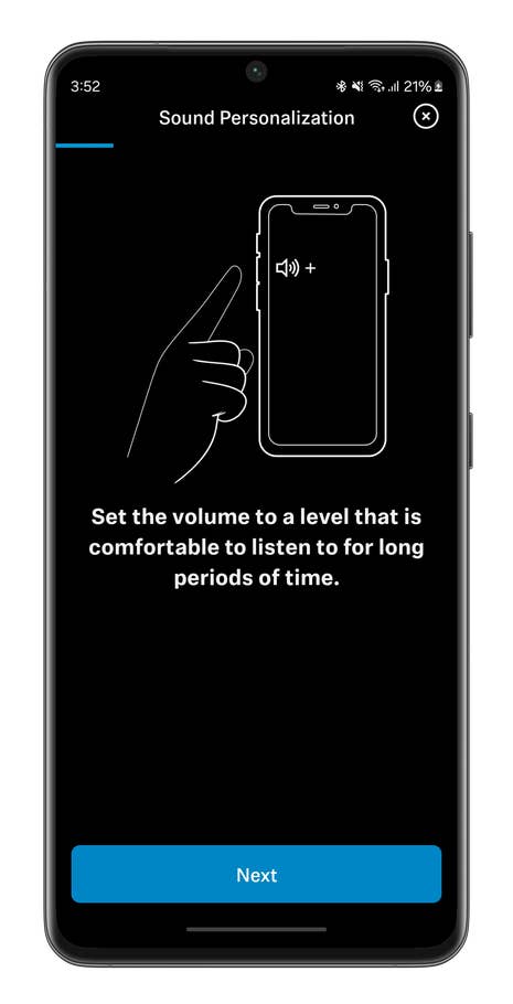 Bildschirmfoto der Smart Control App für das Sennheiser Accentum Plus Wireless Headset