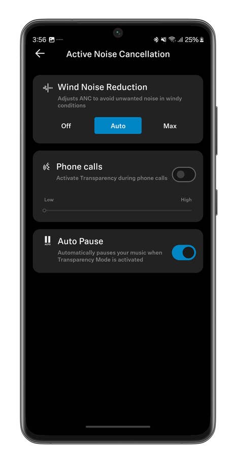 Bildschirmfoto der Smart Control App für das Sennheiser Accentum Plus Wireless Headset