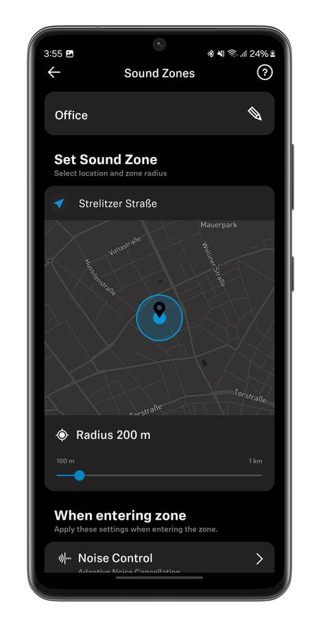 Bildschirmfoto der Smart Control App für das Sennheiser Accentum Plus Wireless Headset