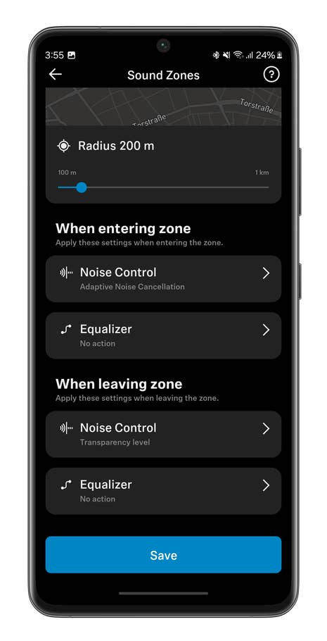 Bildschirmfoto der Smart Control App für das Sennheiser Accentum Plus Wireless Headset