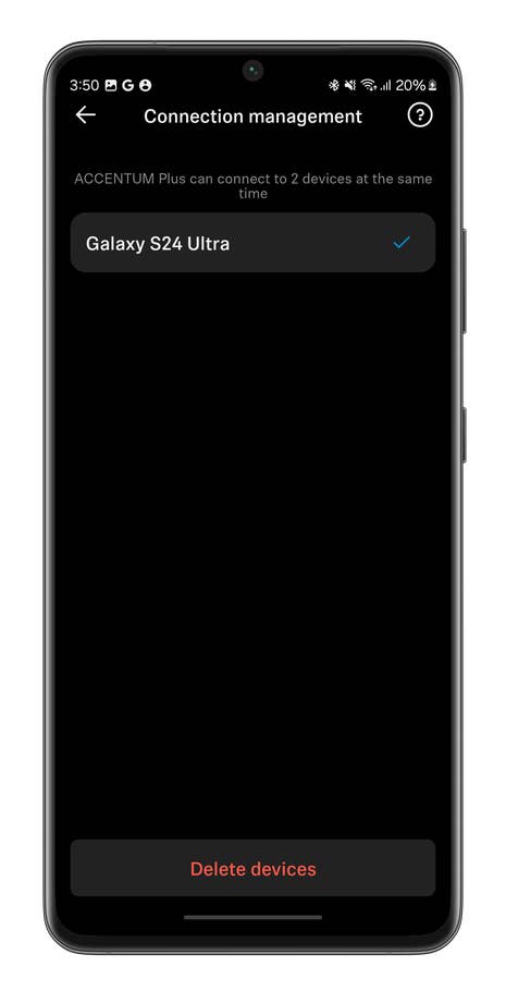 Bildschirmfoto der Smart Control App für das Sennheiser Accentum Plus Wireless Headset