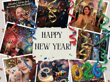 Collage aus acht Silvester-Bildern.