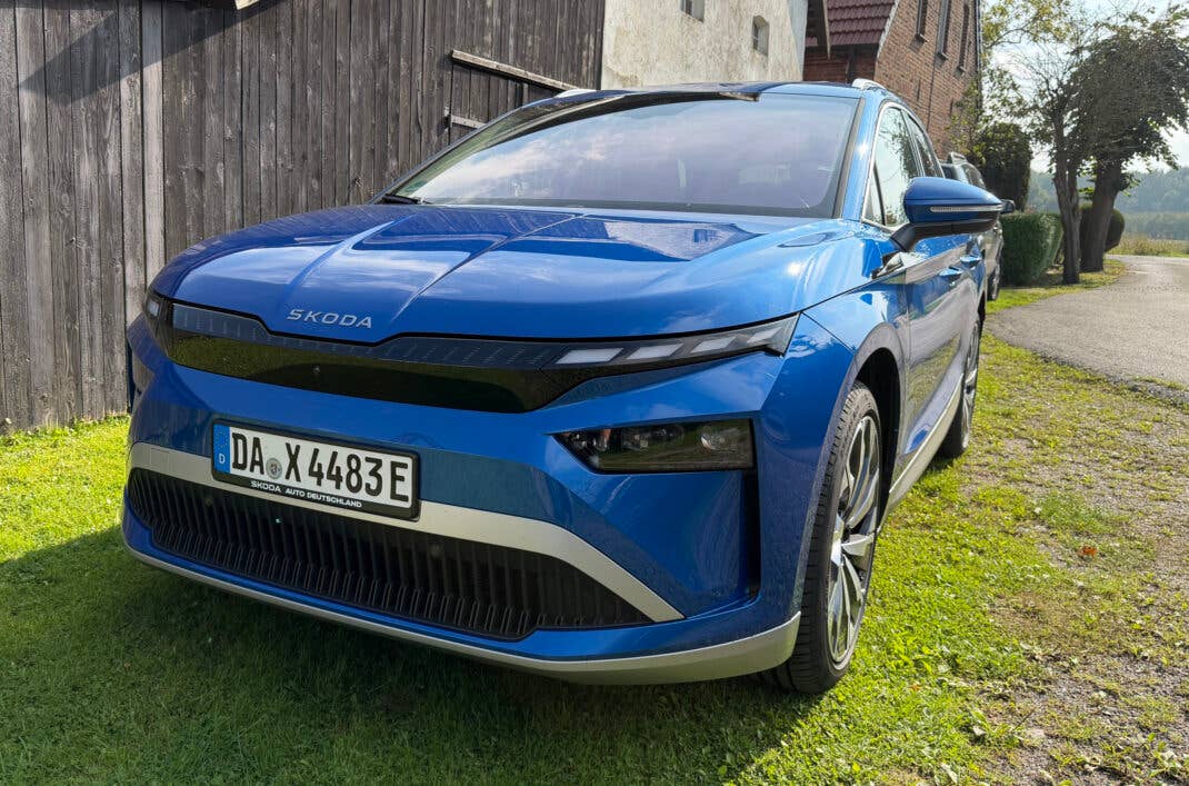 Skoda Enyaq (2025) im Test - Frontansicht.