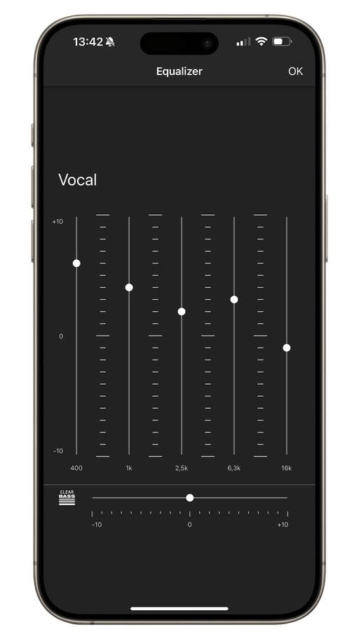 Anzeige der Equalizer-Einstellungen für Sony WF-C510 mit Schiebereglern