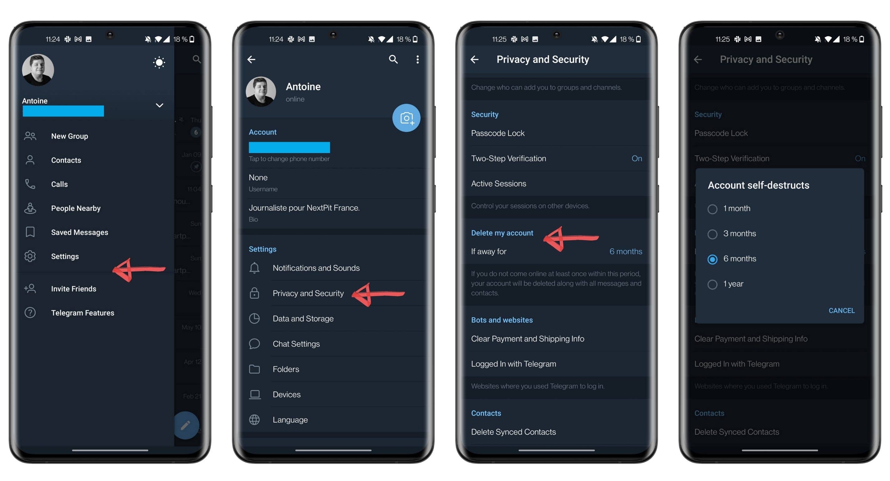 telegram how to autodelete account android 1