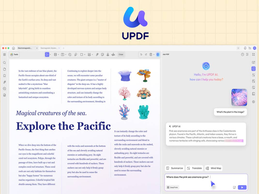 Benutzoberfläche von UPDF 2.0 im AI-Chat.