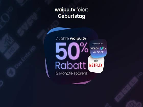 4K-Stick und Streaming-Abos um 50 % reduziert bei waipu.tv