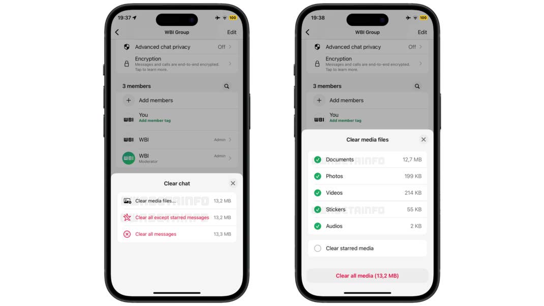 WhatsApp for iOS has a new feature called Clear media data
