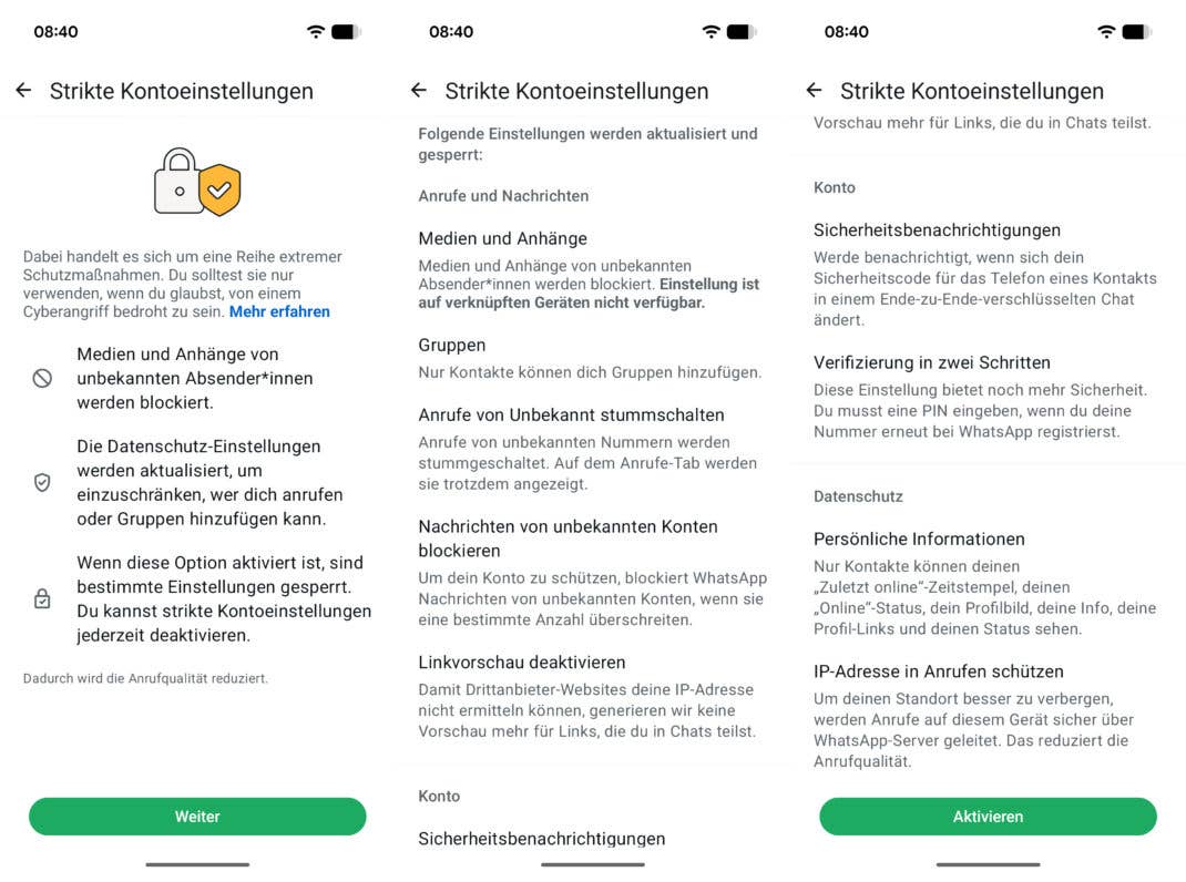 Die neuen „Strikten Kontoeinstellungen“ in WhatsApp