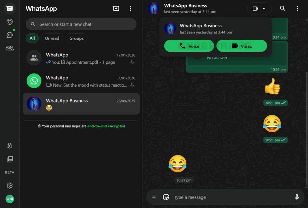 Über die Chat-Funktion in WhatsApp Web könnt ihr nun eure Kontakte auch anrufen