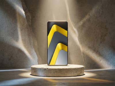 Xiaomi Poco M8 auf einem Podest