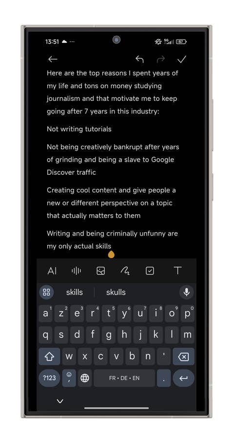 Ein Screenshot von einem Xiaomi-Smartphone, der die KI-Notizen-Funktion von HyperOS zeigt.