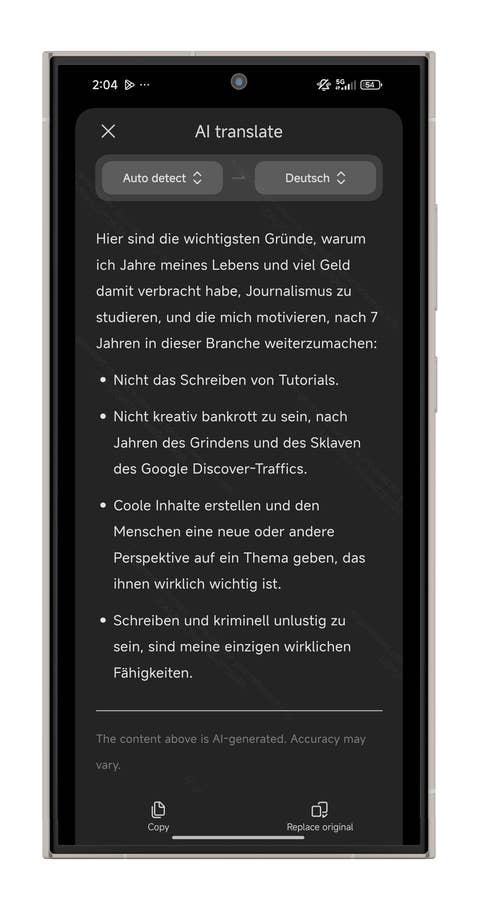 Ein Screenshot von einem Xiaomi-Smartphone, der die KI-Notizen-Funktion von HyperOS zeigt.