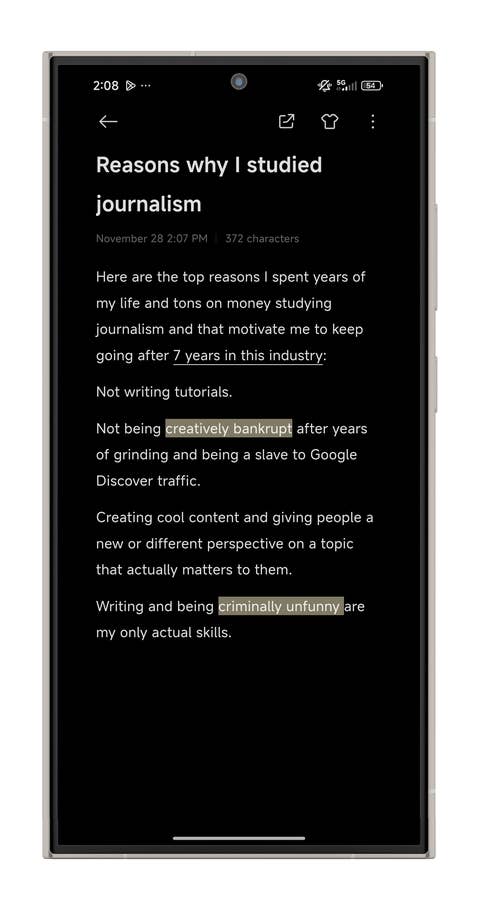 Ein Screenshot von einem Xiaomi-Smartphone, der die KI-Notizen-Funktion von HyperOS zeigt.