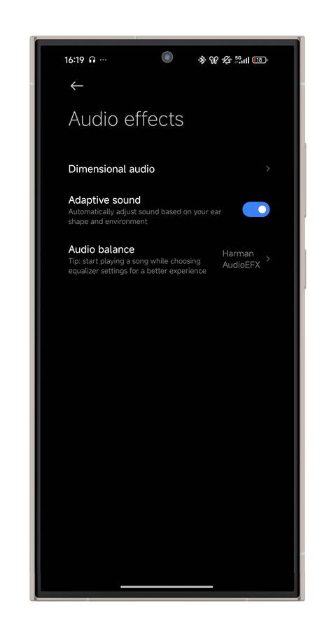 Bildschirm der Xiaomi Earbuds-Anwendung.