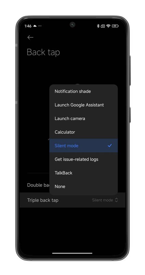 Screenshots von HyperOS zeigen, wie Ihr die 'Back Tap'-Funktion auf Eurem Xiaomi-Handy nutzt