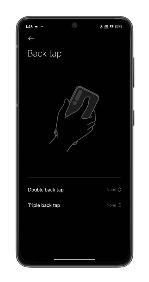 Screenshots von HyperOS zeigen, wie Ihr die 'Back Tap'-Funktion auf Eurem Xiaomi-Handy nutzt