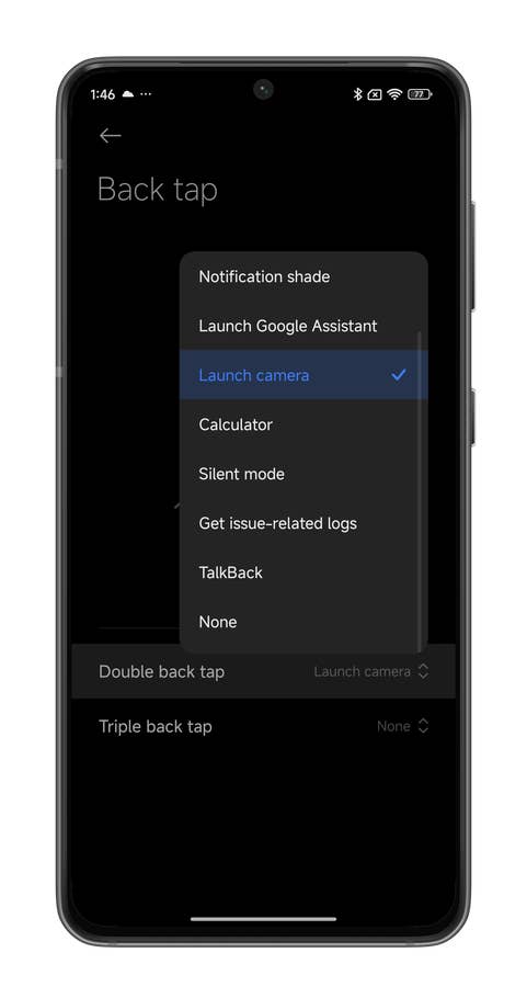 Screenshots von HyperOS zeigen, wie Ihr die 'Back Tap'-Funktion auf Eurem Xiaomi-Handy nutzt