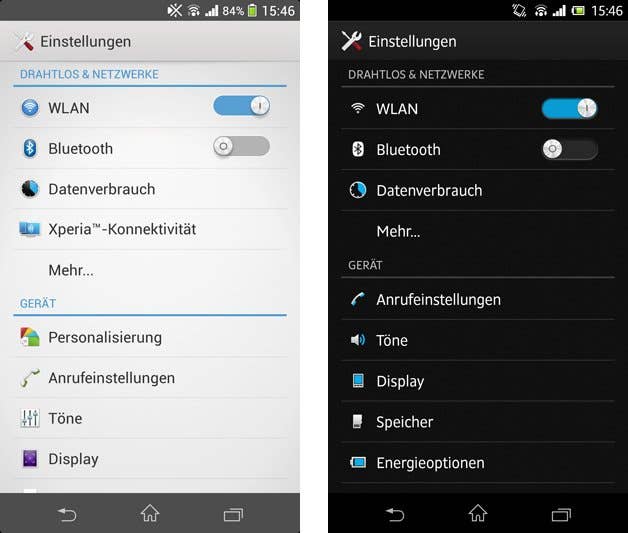 xperia z1 xperia z vergleich ui