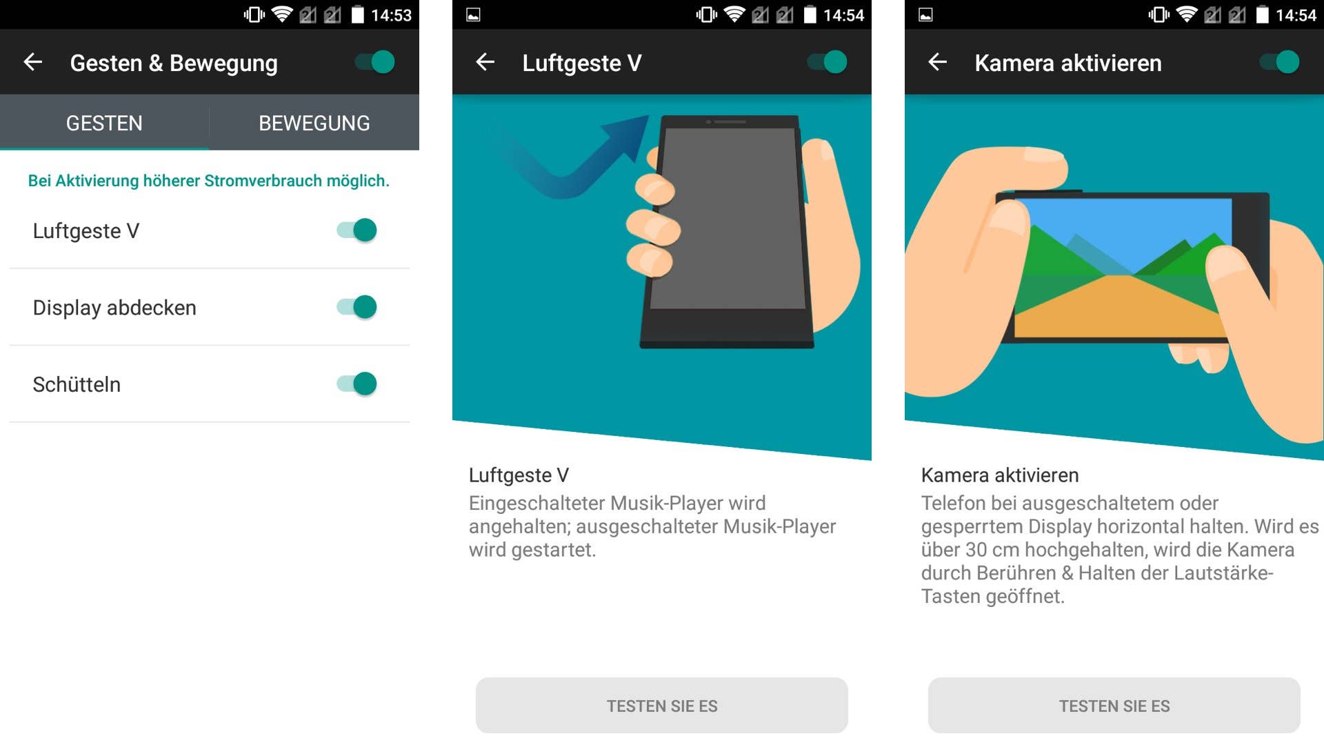 zte blade gestensteuerung